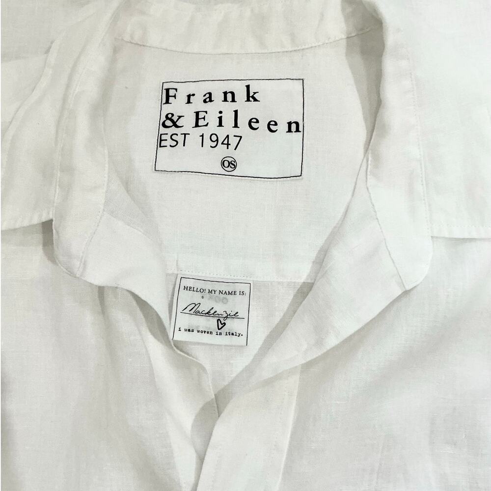 Frank & Eileen Mackenzie Linen Shirt White Oversized Size OS Button Up - Picture 8 of 11